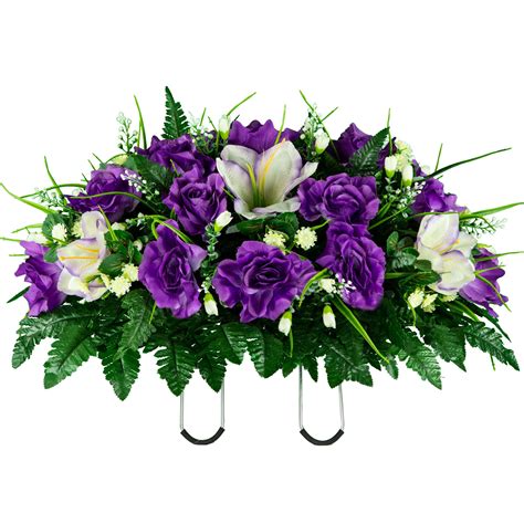 grave flower decoration|outdoor artificial flowers for graves.